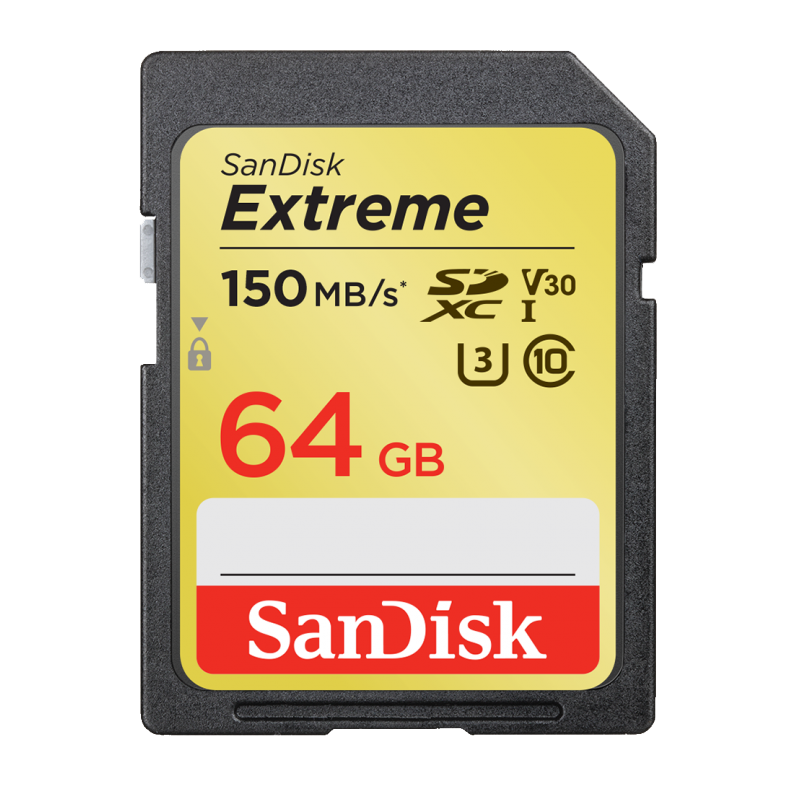 Карта памяти SDXC 64GB Sandisk Extreme 150mb/s Class 10 UHS-1 U3 v30