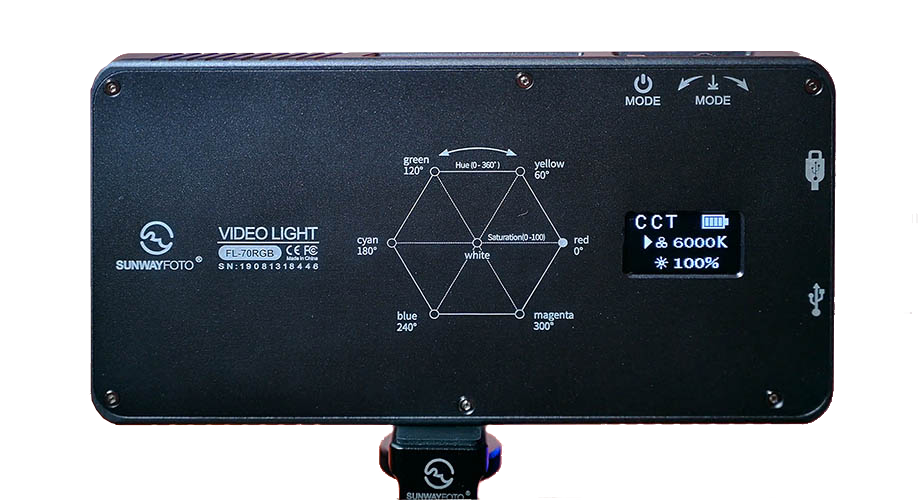 Портативная светодиодная панель Sunwayfoto FL-70RGB (RGB + BiColor)